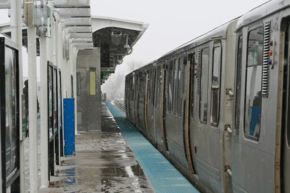 Chicago Transit Authority Green Line Train at 35th-Bronzeville-IIT